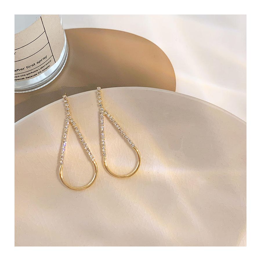 Drop Tassel Earrings With Shiny Zircons