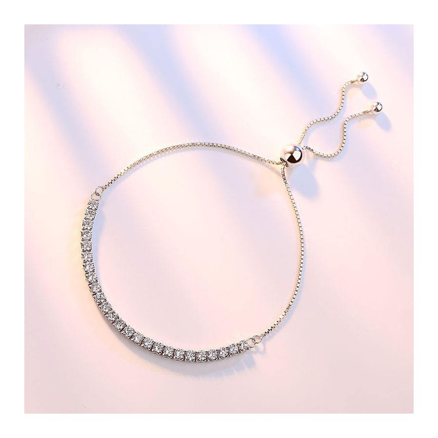 Silver Bracelets With Shiny Zircons