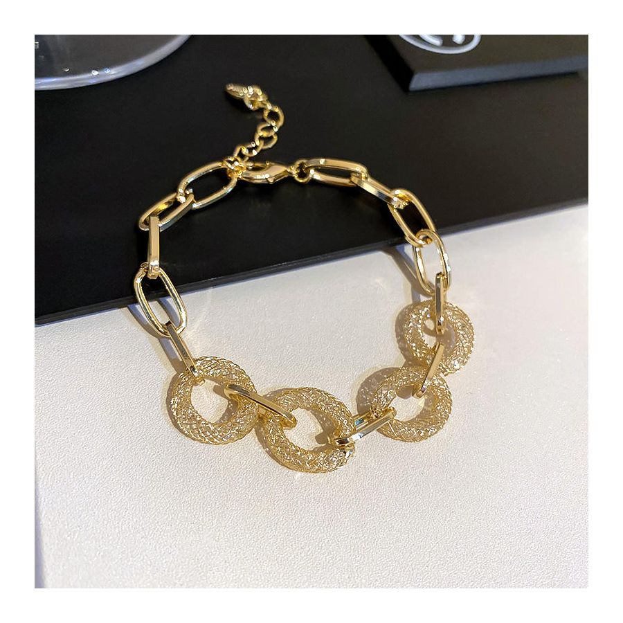 Golden Bracelet With Meshed Loops