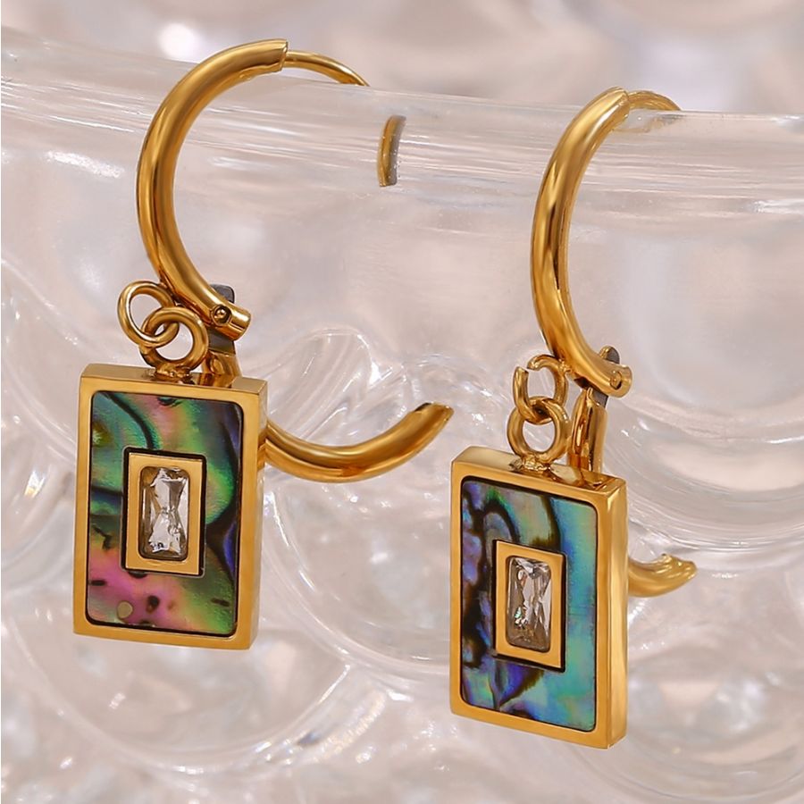 Dainty Square Natural Shell Drop Earrings