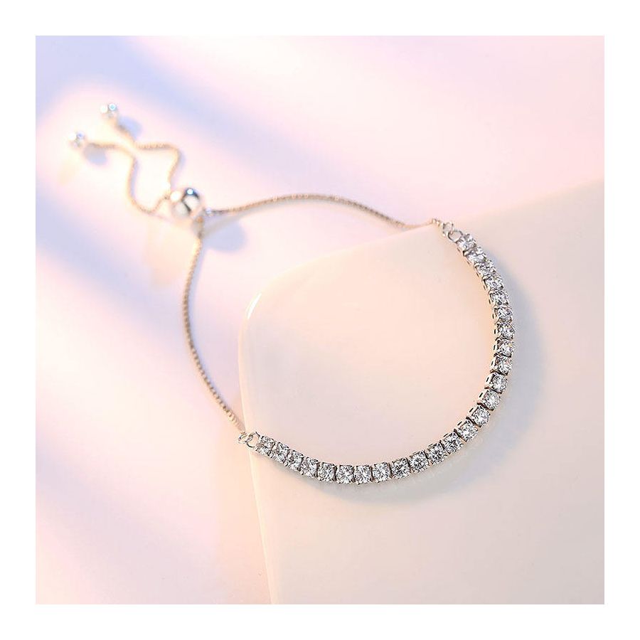 Silver Bracelets With Shiny Zircons