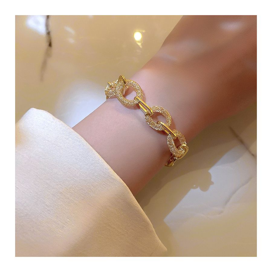 Golden Bracelet With Meshed Loops