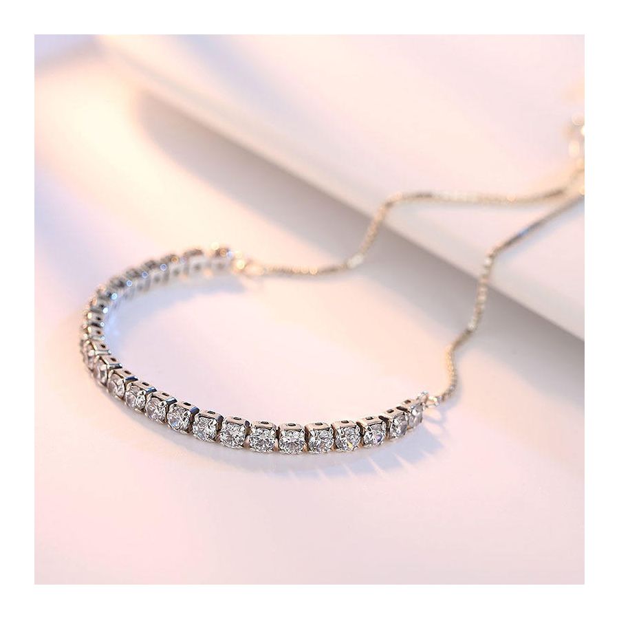 Silver Bracelets With Shiny Zircons