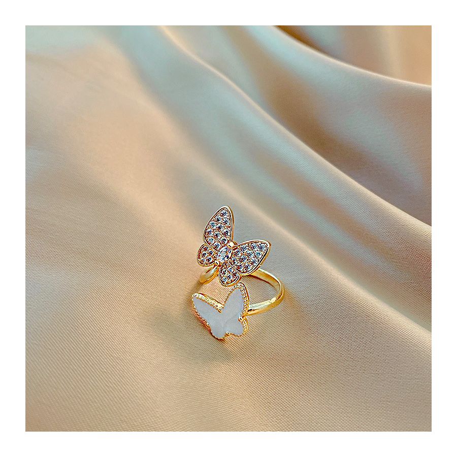 Dubbele vlinder gouden verstelbare ring