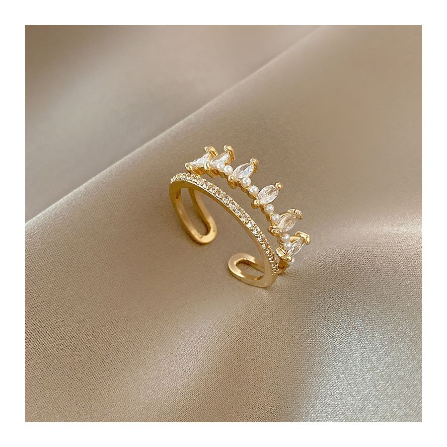 Verstelbare ring in gouden kroonstijl