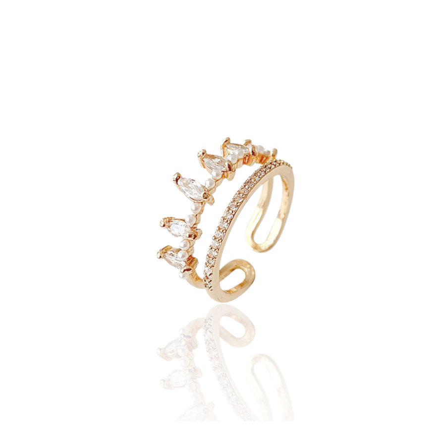 Verstelbare ring in gouden kroonstijl