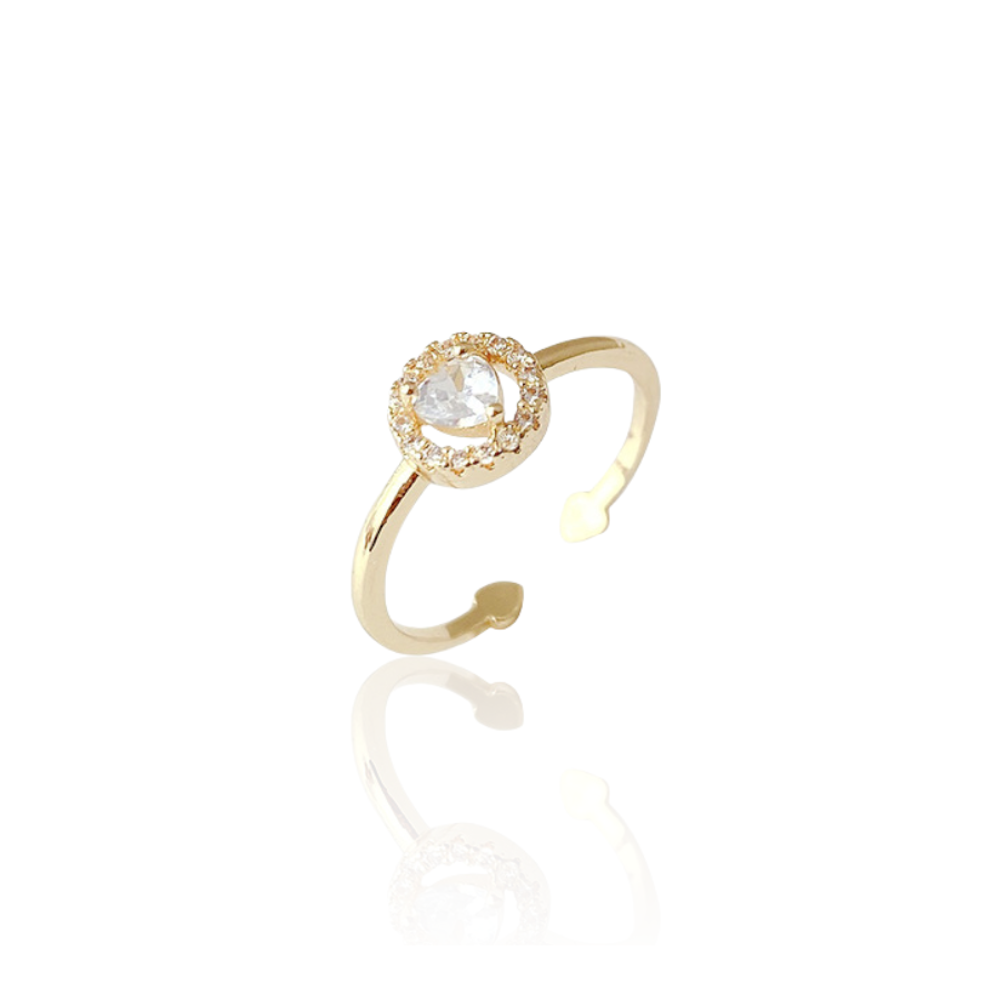 Golden Heart Zircon Adjustable Ring