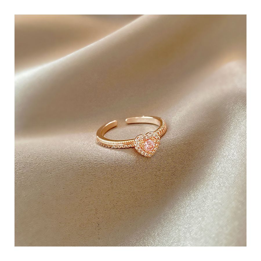 Rose Gold Heart Crown Adjustable Ring