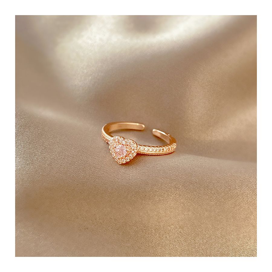 Rose Gold Heart Crown Adjustable Ring