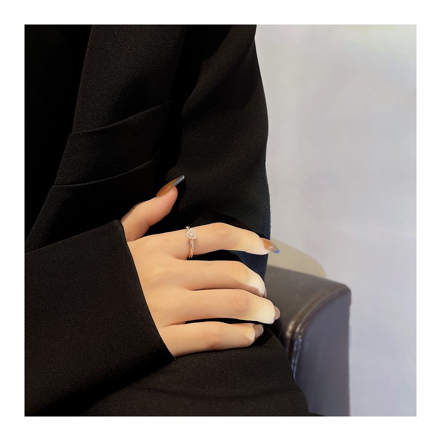 Rose Gold Heart Crown Adjustable Ring