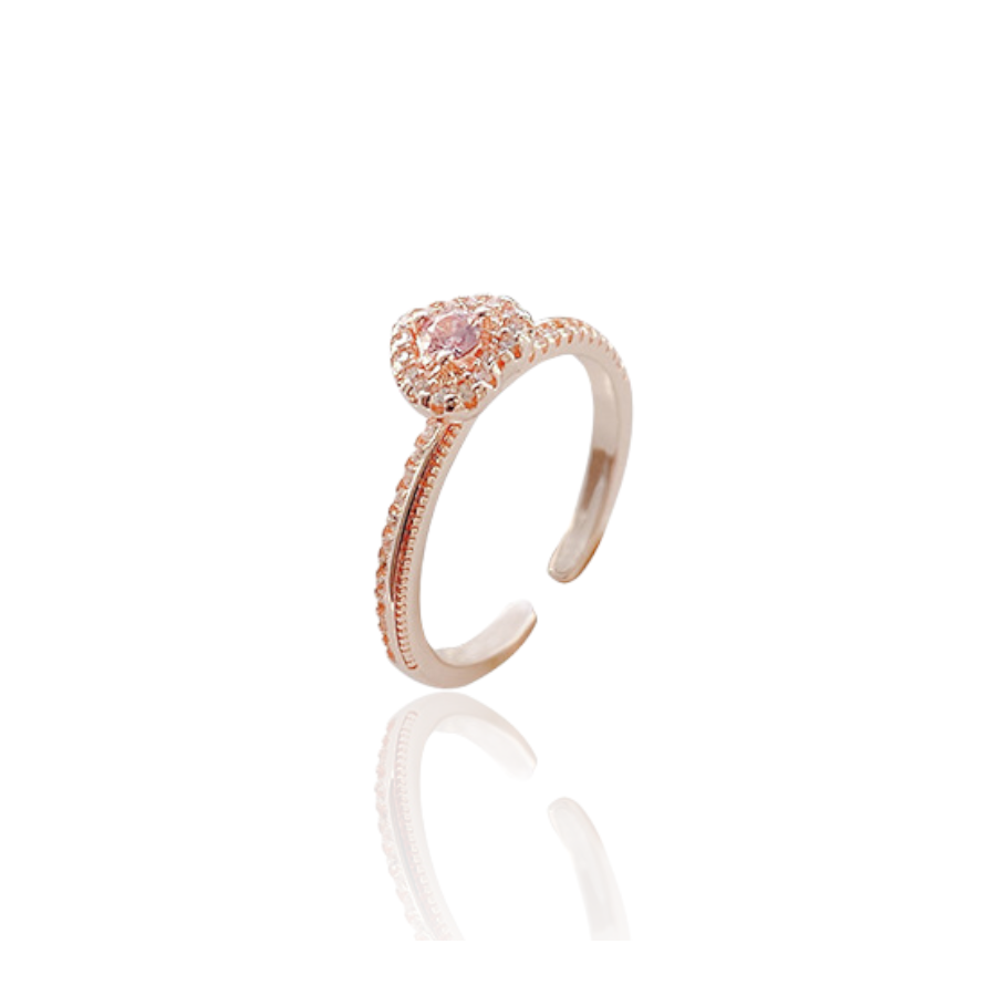 Rose Gold Heart Crown Adjustable Ring