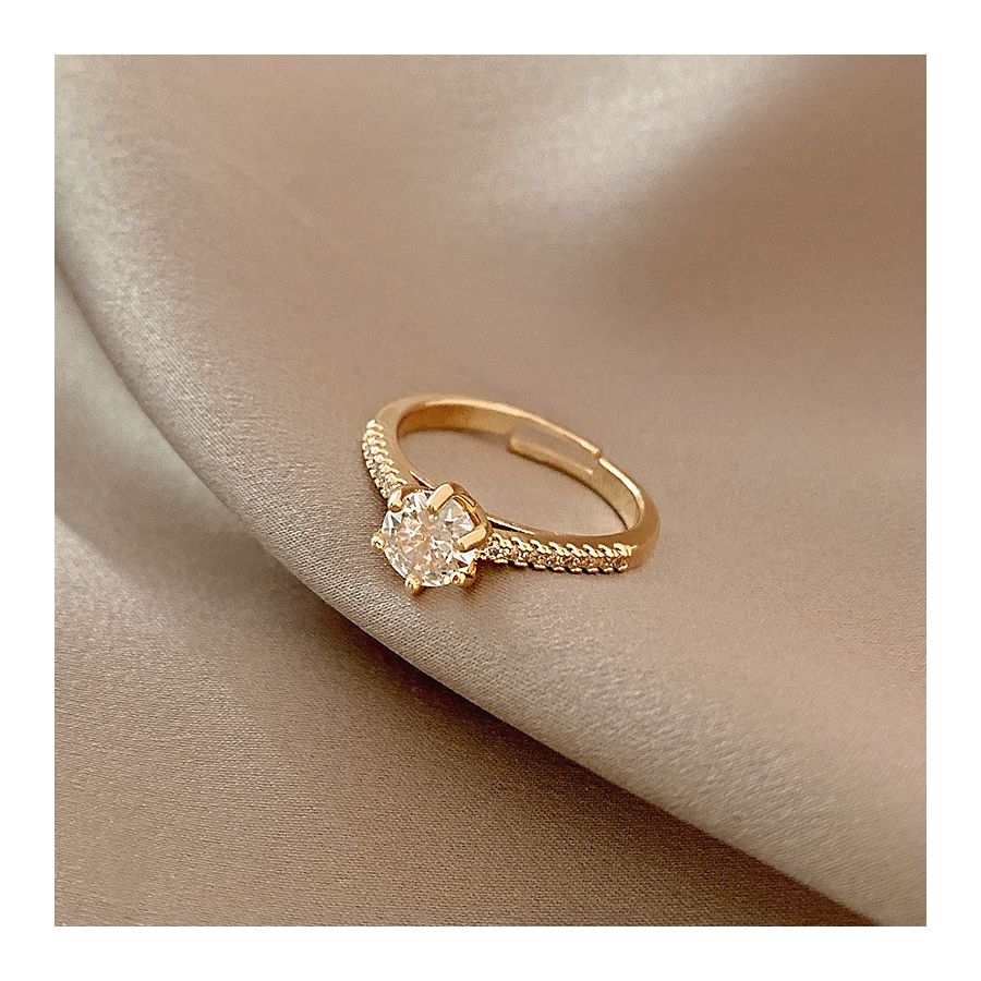 Glanzende Zircon Crown gouden verstelbare ring