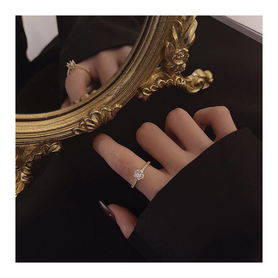 Glanzende Zircon Crown gouden verstelbare ring