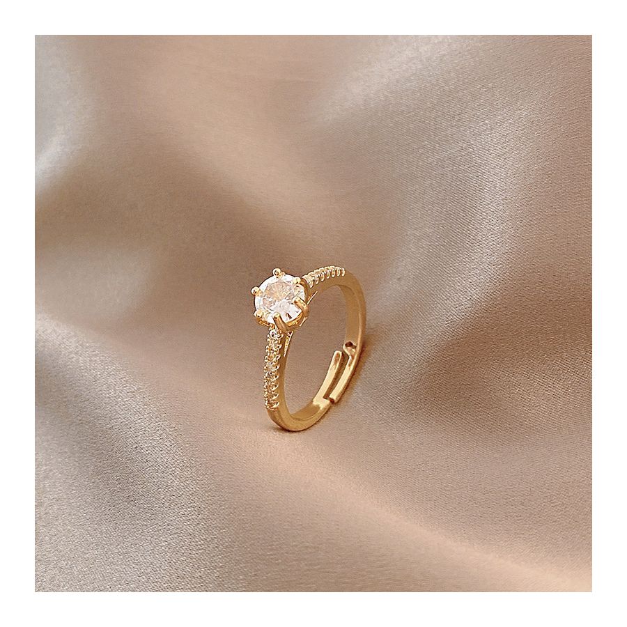 Glanzende Zircon Crown gouden verstelbare ring