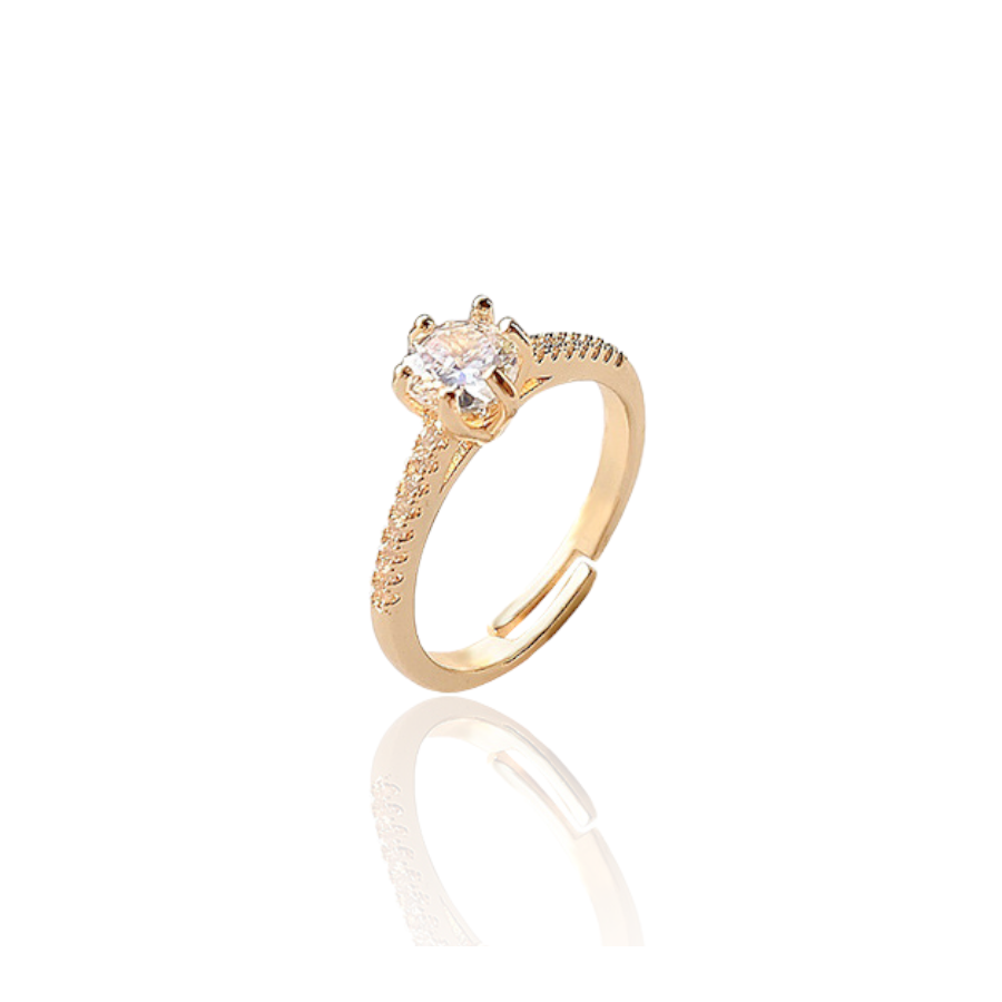 Glanzende Zircon Crown gouden verstelbare ring