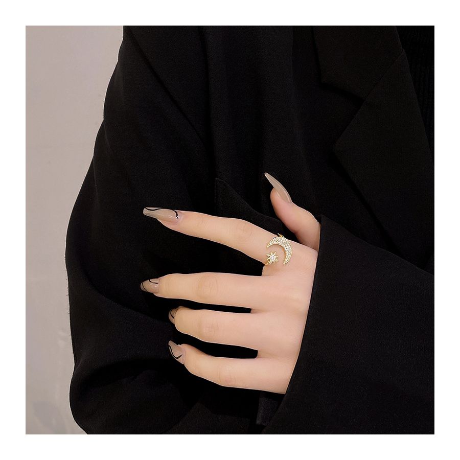 Maan ster kroon verstelbare ring