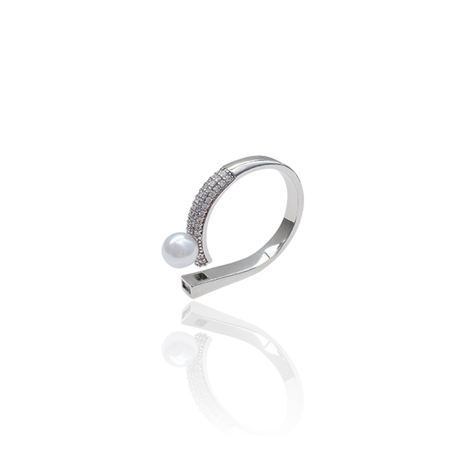 Parelkroon met patroon verstelbare ring