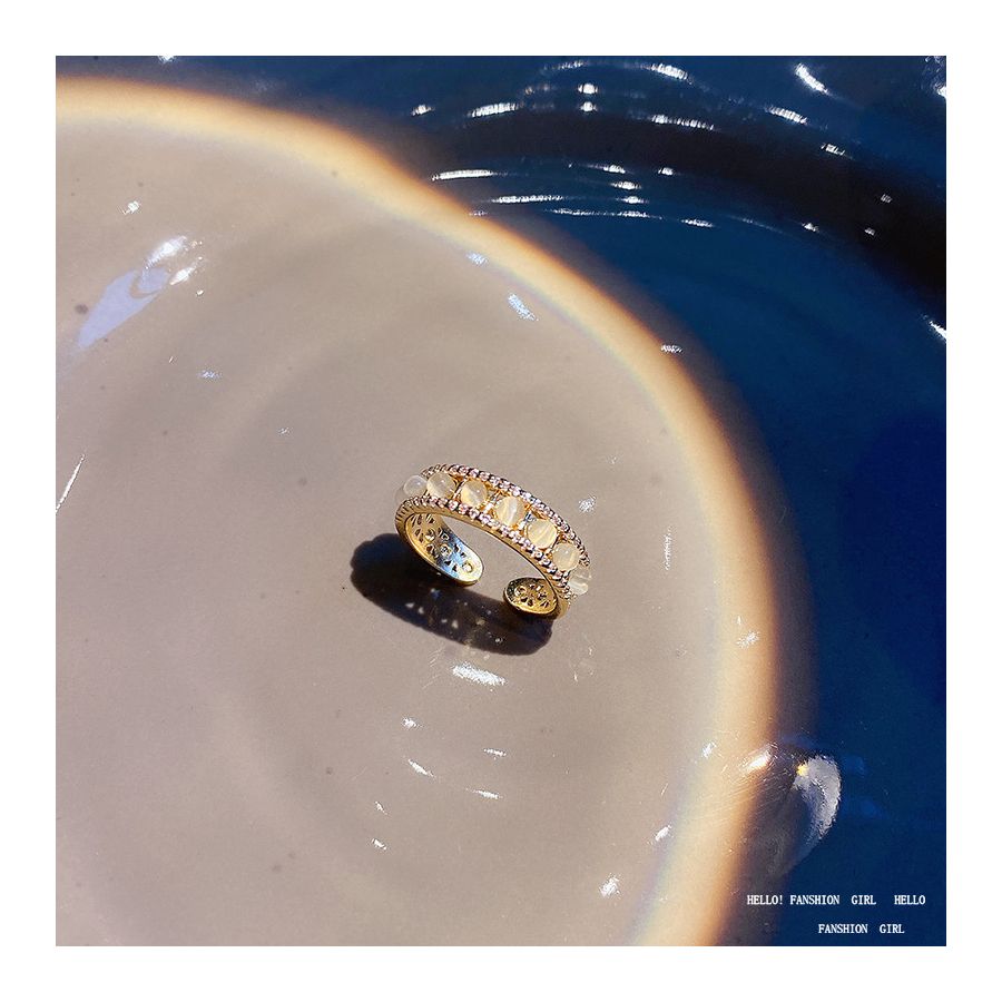 Glanzende kralen stijl gouden verstelbare ring