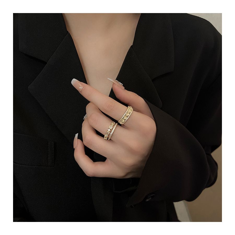 Glanzende kralen stijl gouden verstelbare ring