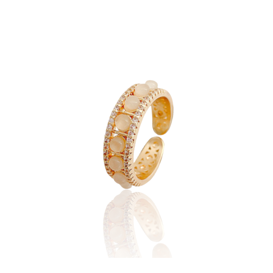 Glanzende kralen stijl gouden verstelbare ring