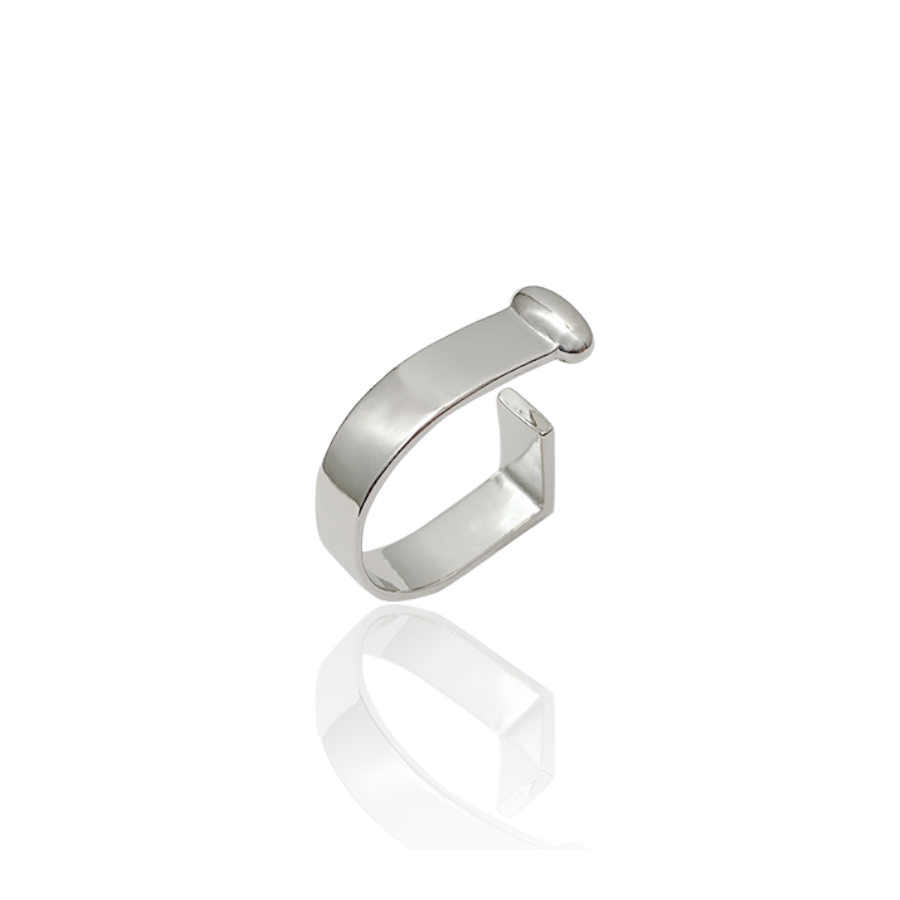 Creatieve D vormige zilveren verstelbare ring