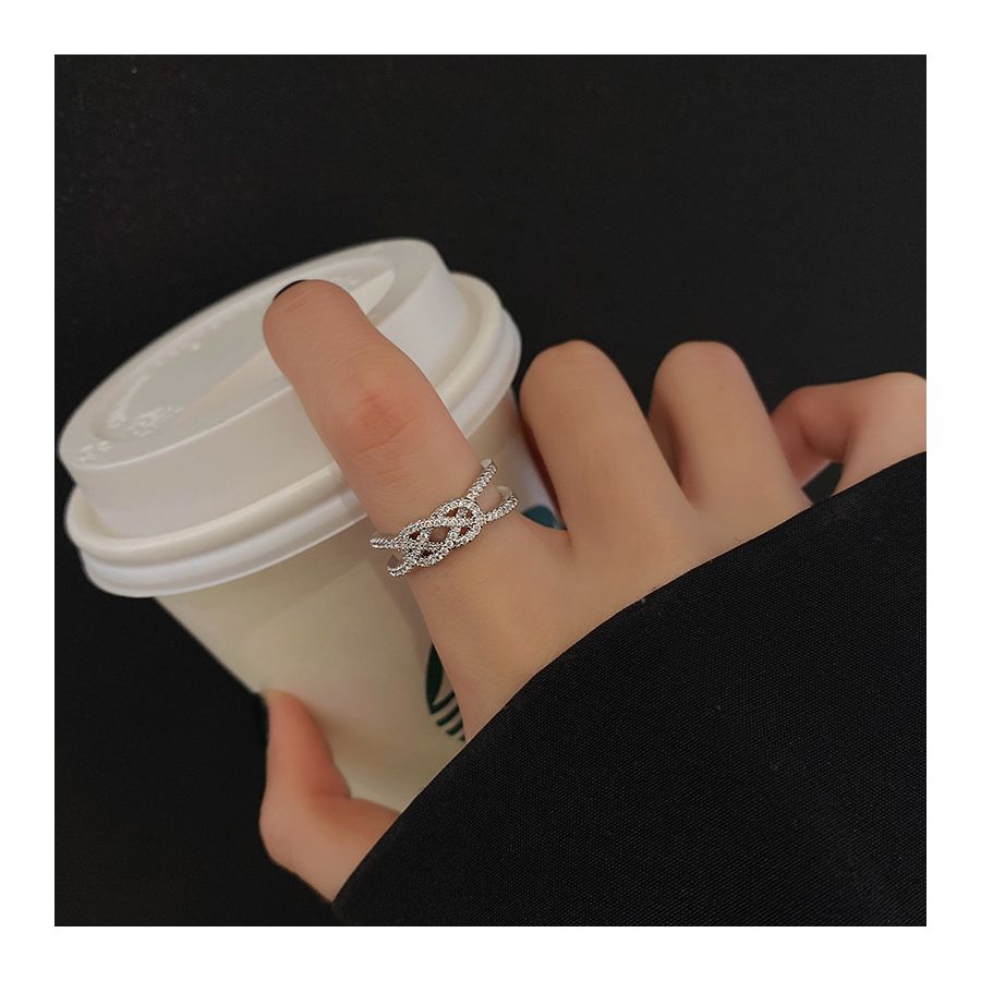 Luxurious Shiny Zircons Silver Adjustable Ring