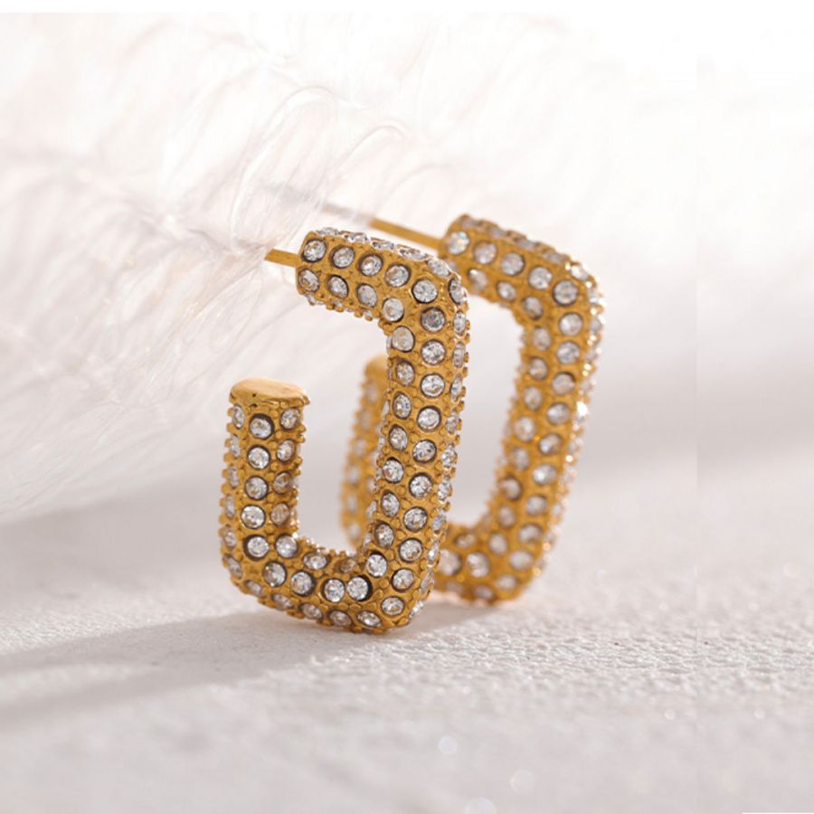 Golden Cubic Zircon Earrings