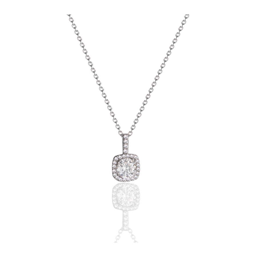 Zilverkleurige ketting met Square Zircon hanger