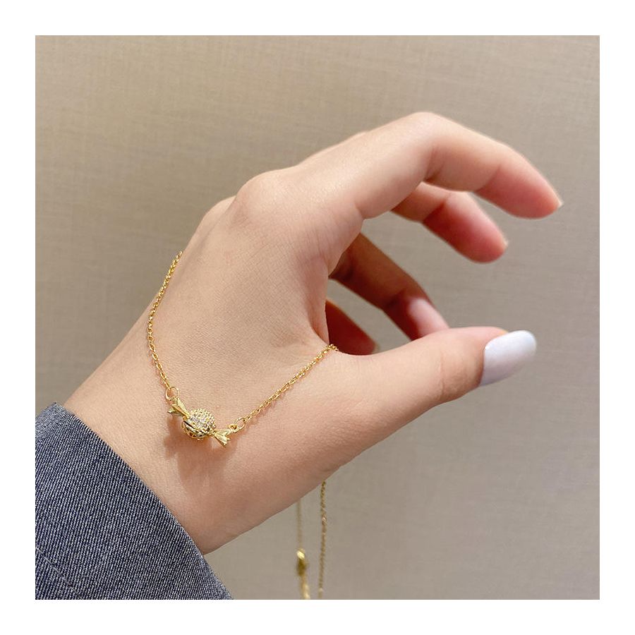 Golden Necklace With Candy Zircon Pendant 
