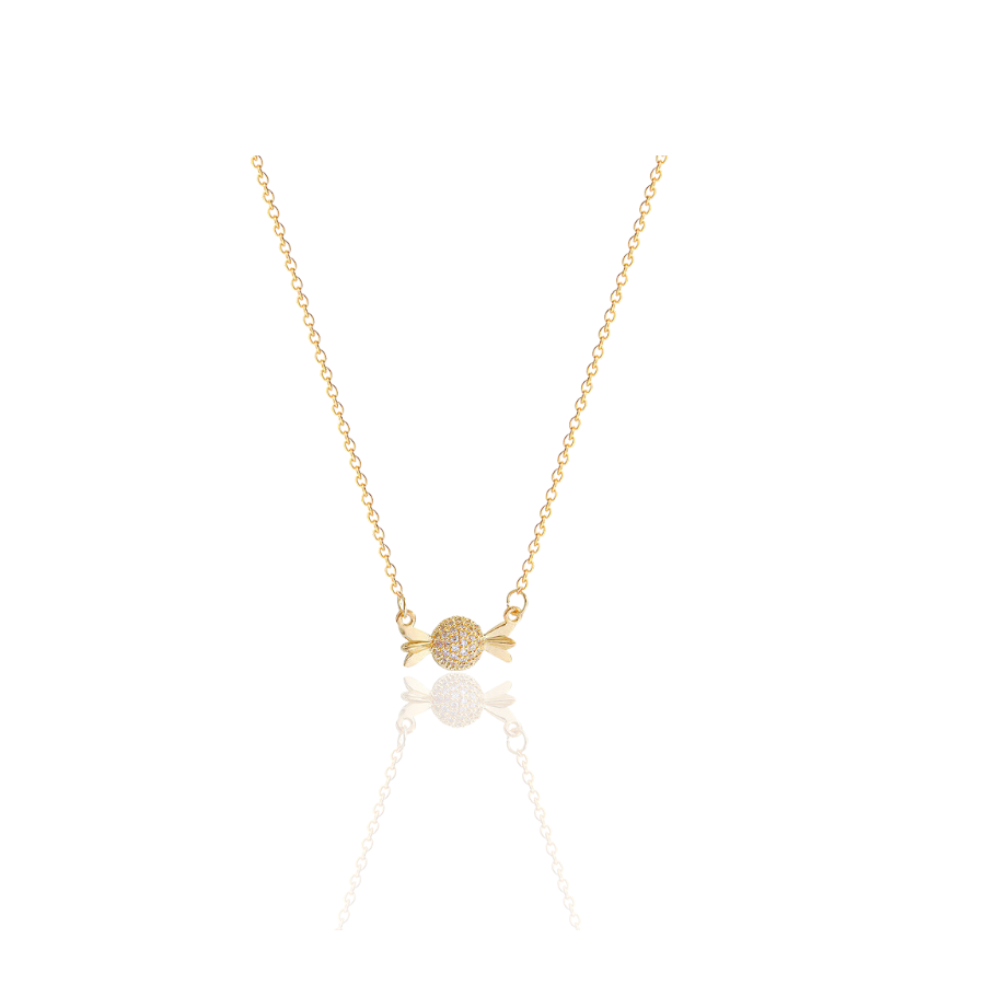 Golden Necklace With Candy Zircon Pendant 