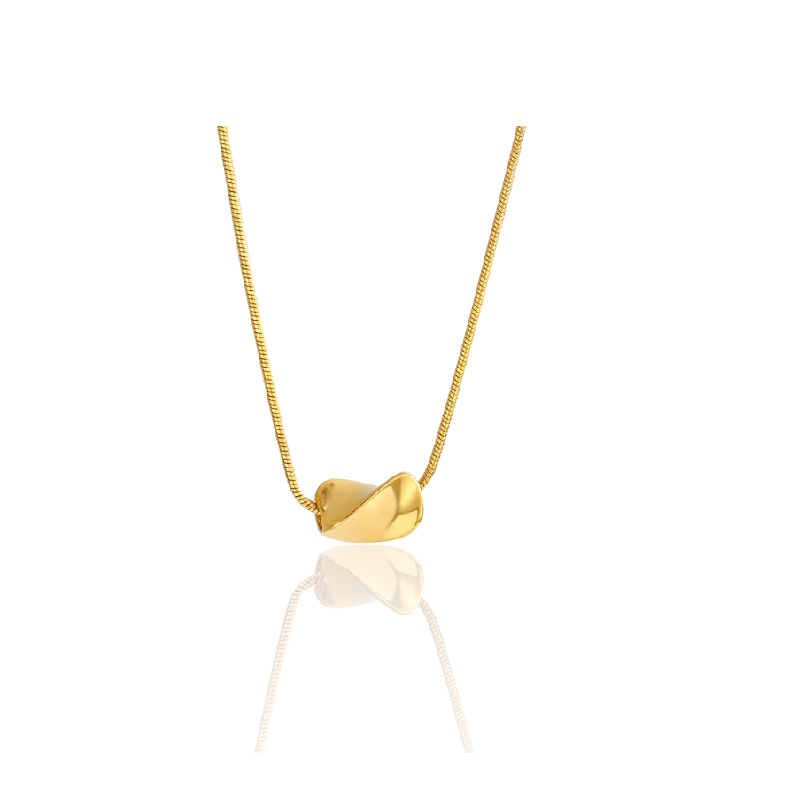 Golden Necklace With Trendy Twisted Pendant