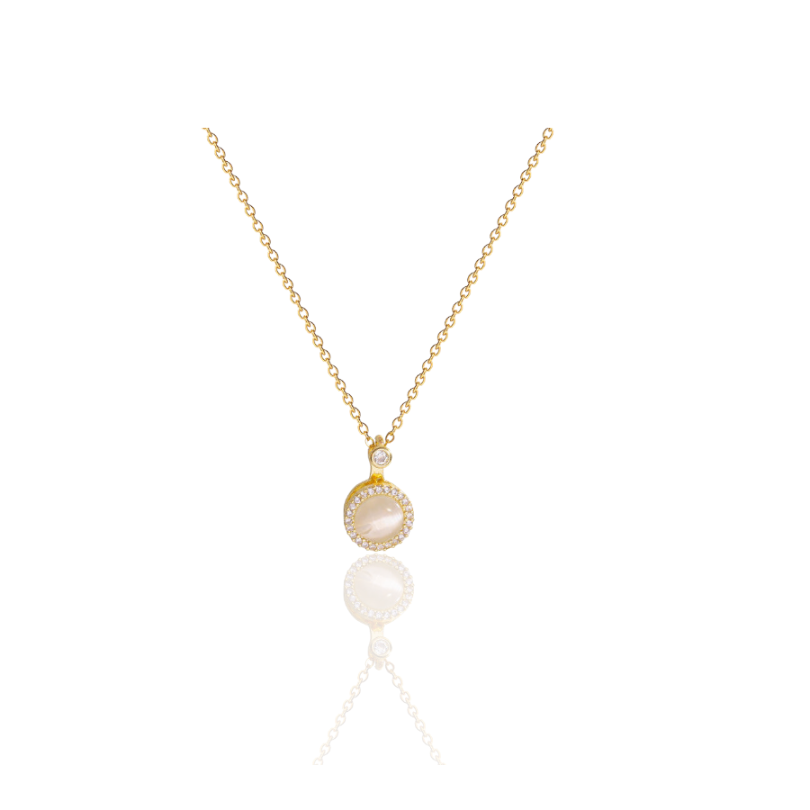 Gouden Halsketting Met Maan Gestileerde Zirkoon Hanger