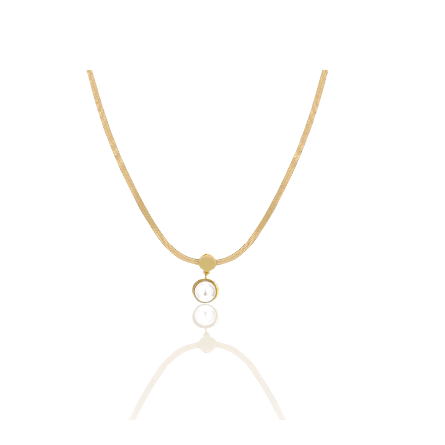 Gouden Ketting Met Elegante Parel Kwast Hanger