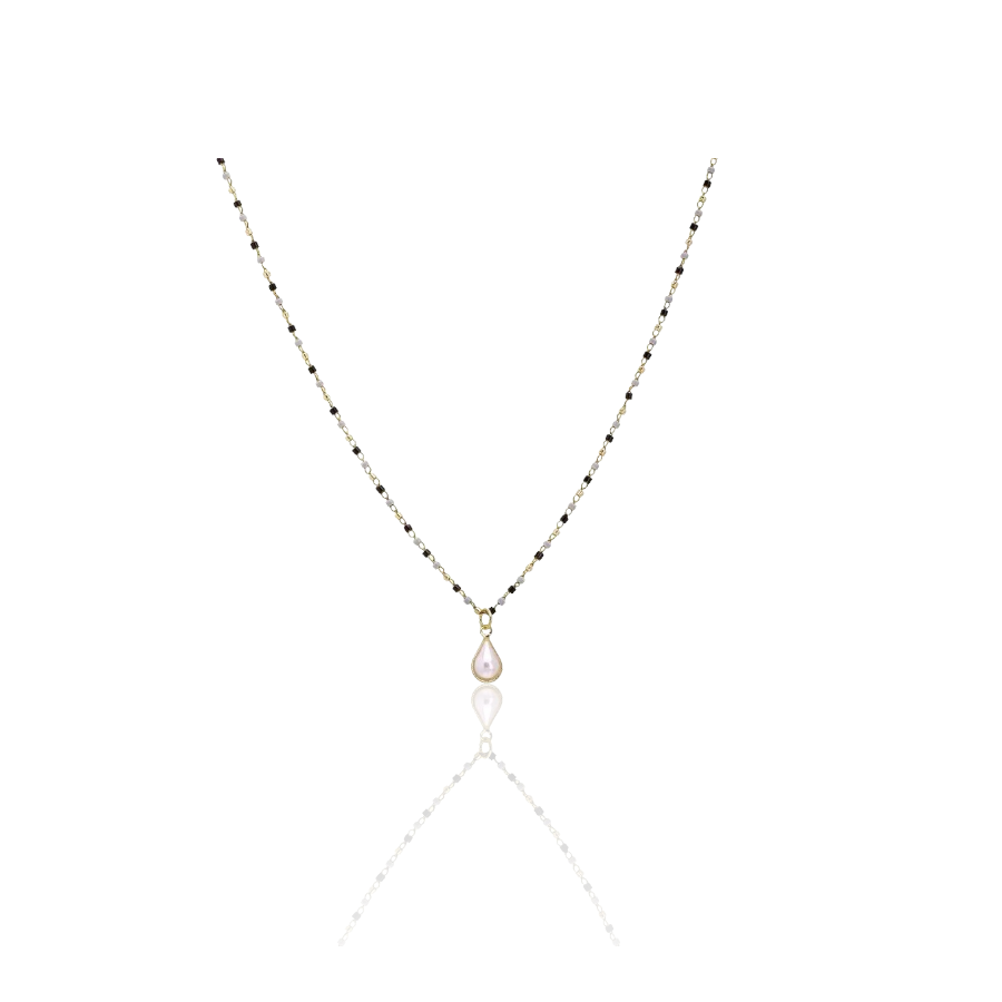 Pearl Necklace With Black & White Pearls