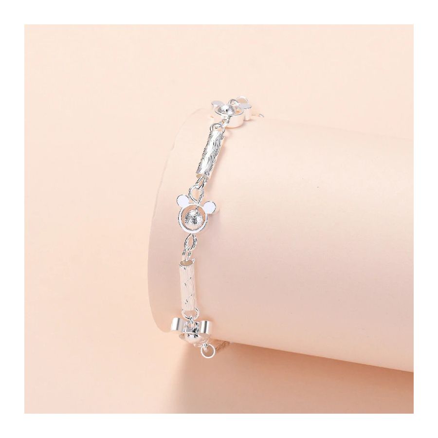 Cute Silver Bracelet With Micky Jingles