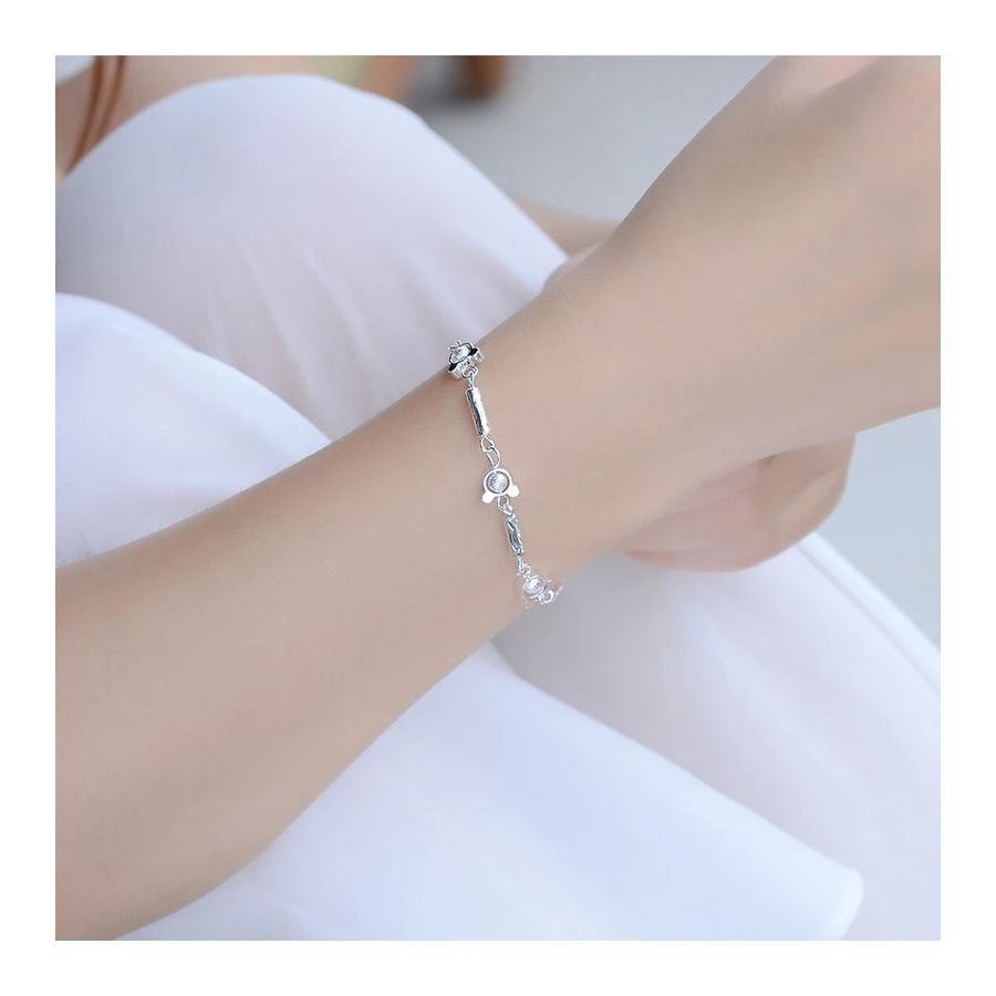 Cute Silver Bracelet With Micky Jingles
