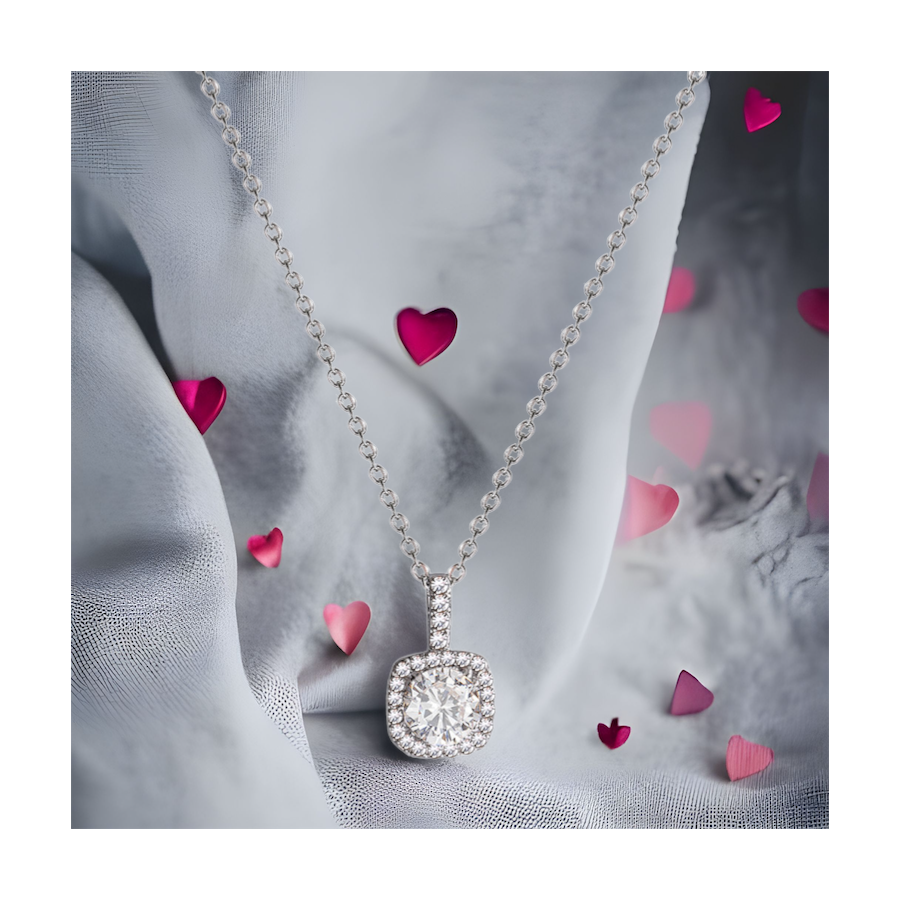 Zilverkleurige ketting met Square Zircon hanger