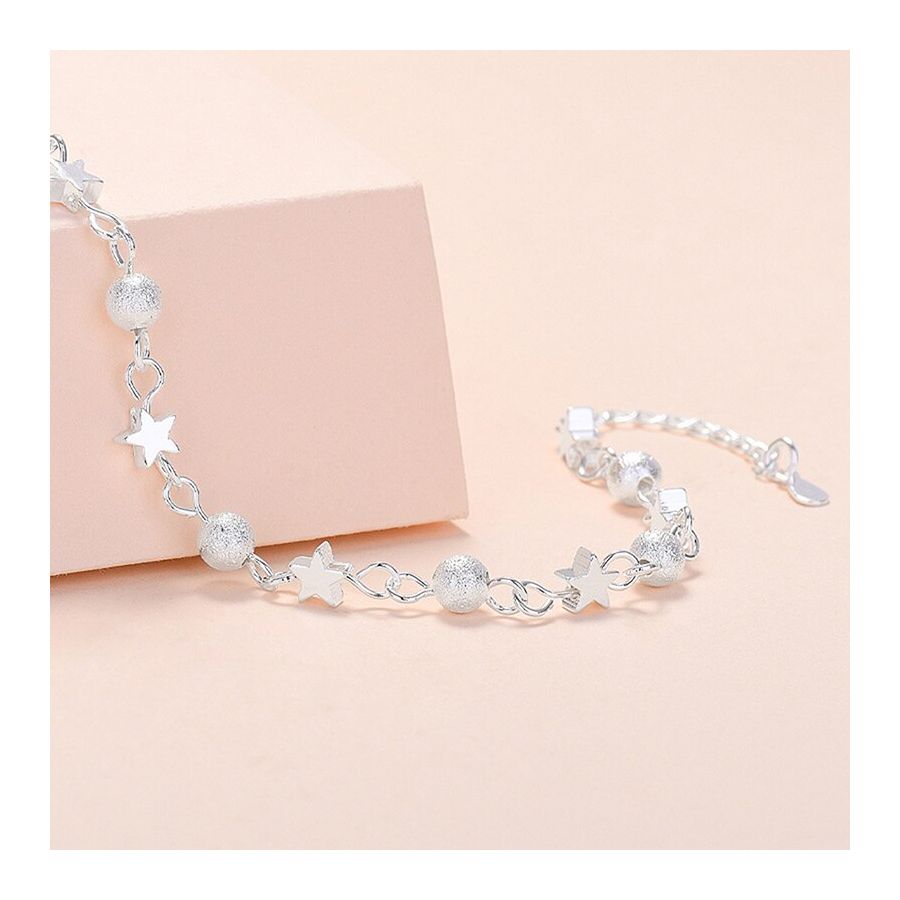 Cute Silver Bracelet With Stars & Balls