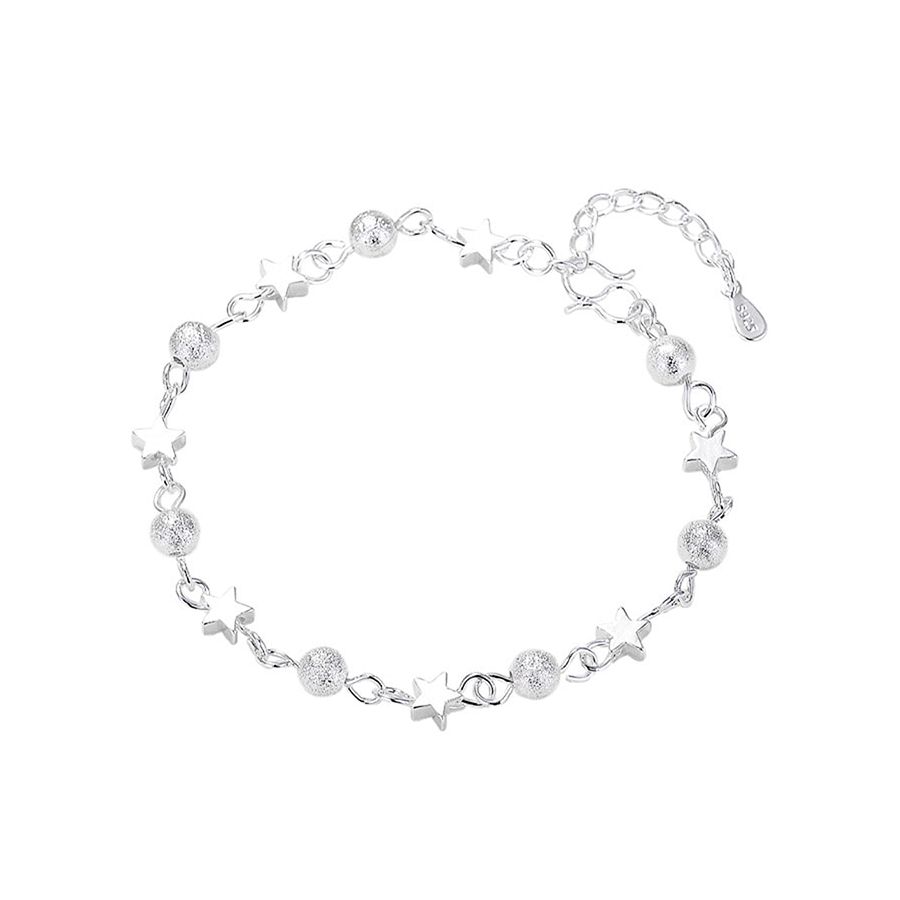 Cute Silver Bracelet With Stars & Balls