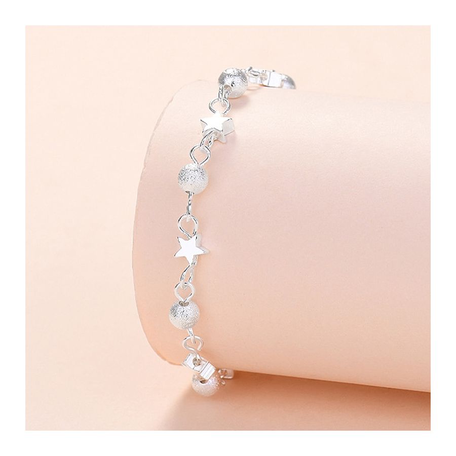 Cute Silver Bracelet With Stars & Balls