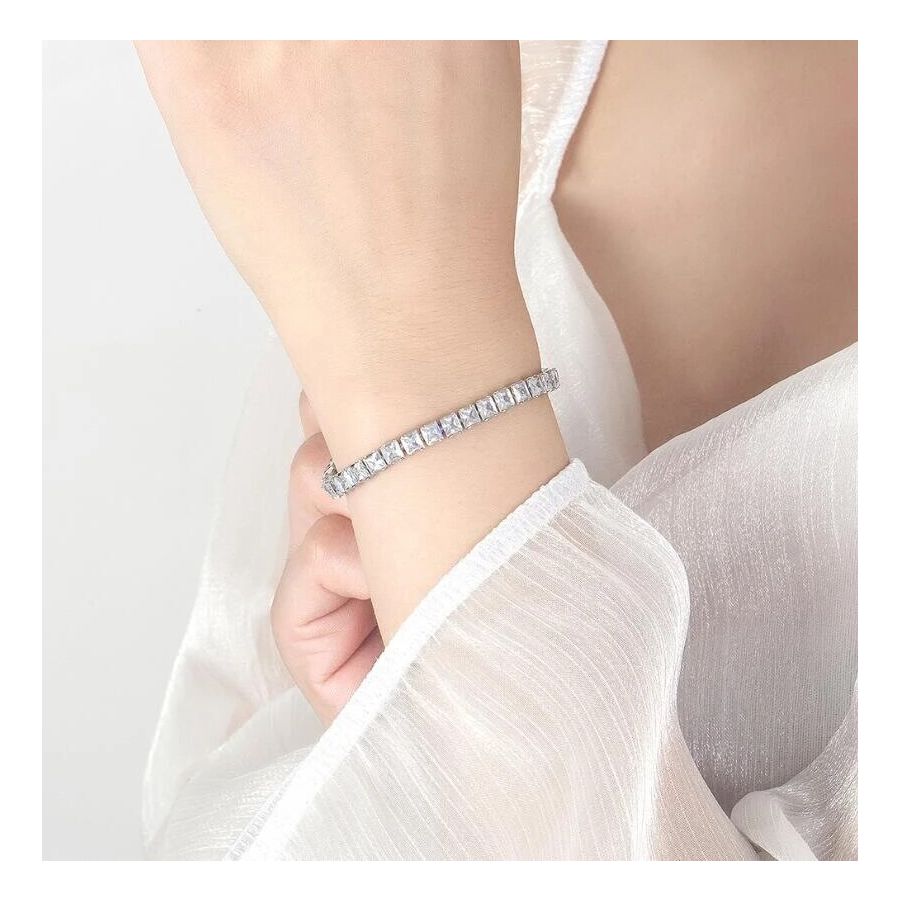 Silver Bracelets With Shiny Zircons