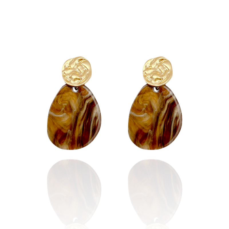 Dark Drop Shaped Resin Earrings