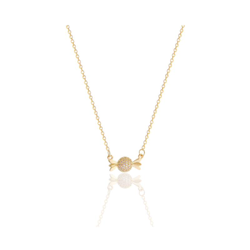 Golden Necklace With Candy Zircon Pendant 