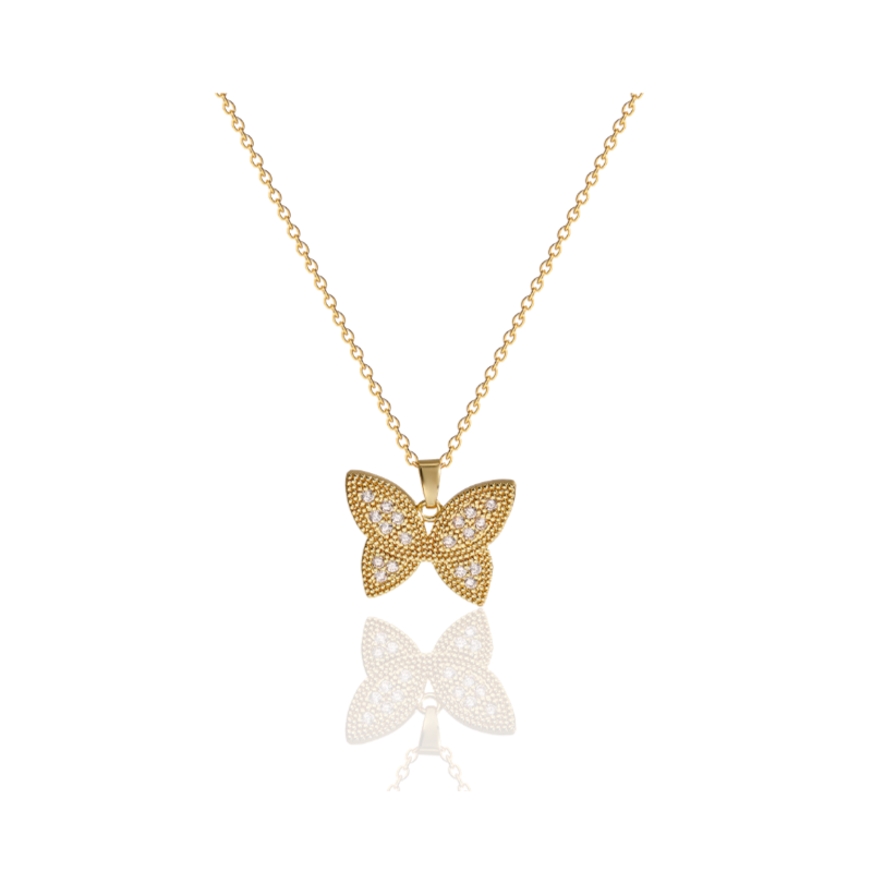 Golden Necklace WIth Butterfly Pendant