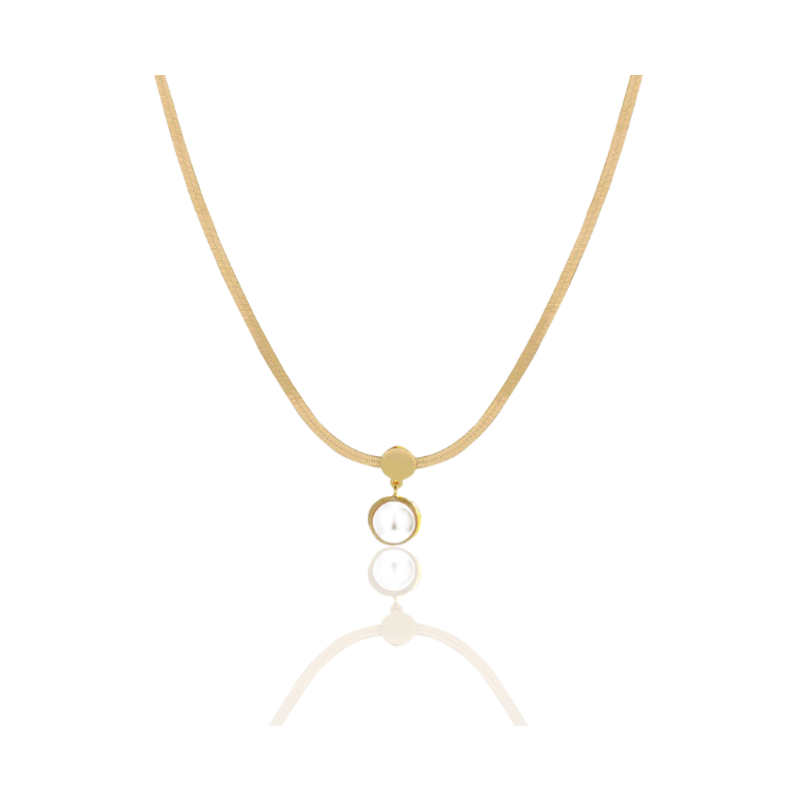 Gouden Ketting Met Elegante Parel Kwast Hanger
