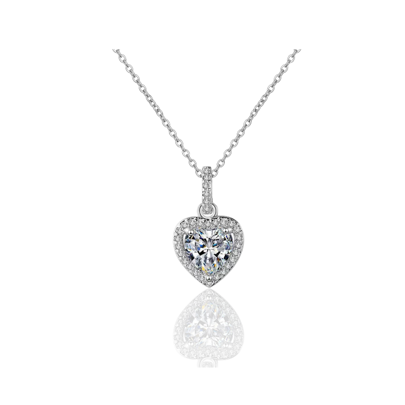 Zilverkleurige ketting met Heart Zircon hanger