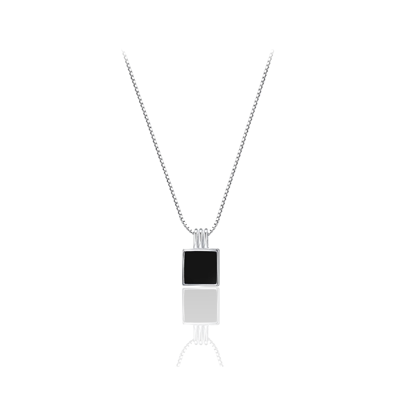 Ketting Met Vierkante Zwarte Hanger