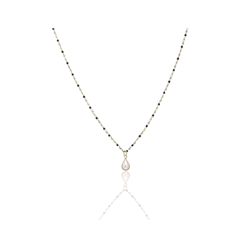 Pearl Necklace With Black & White Pearls