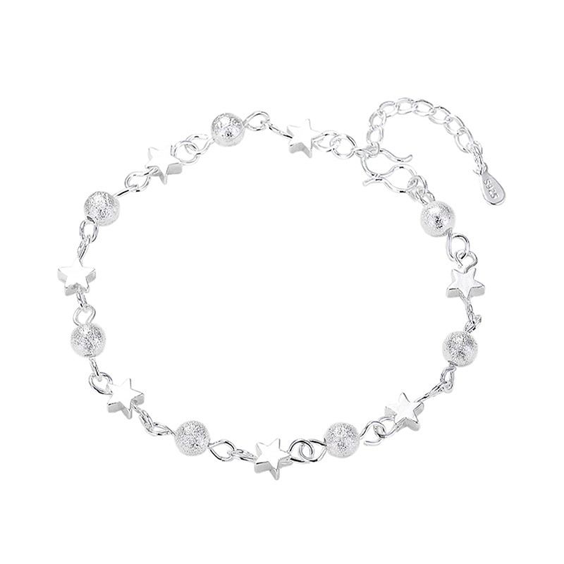 Cute Silver Bracelet With Stars & Balls