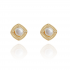 Classic Swirled Flower With Pearl Earrings